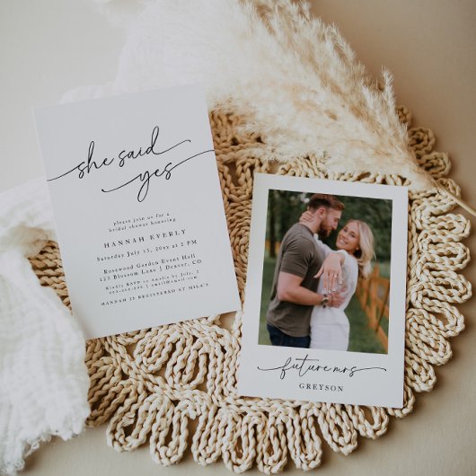 Elegantes Minimalistisches Brautparty "She Said Ye Einladung