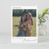 Elegantes Minimalistisches Bridesmaid-Foto Einladung (Stehend Vorderseite)