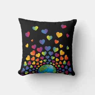 Elegantes minimalistisches bunter Regenbogen Herz  Kissen