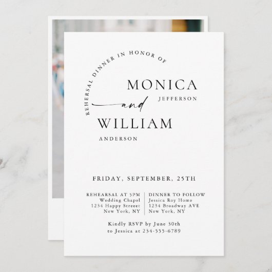 Elegantes Minimalistisches Calligrafy Probe Dinner Einladung (Vorne/Hinten)