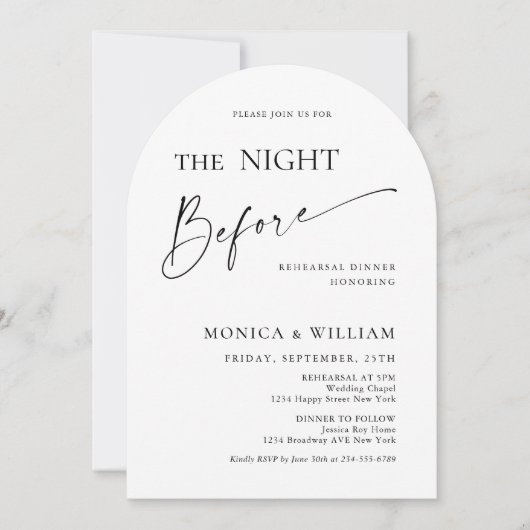 Elegantes Minimalistisches Calligrafy Probe Dinner Einladung (Vorderseite)