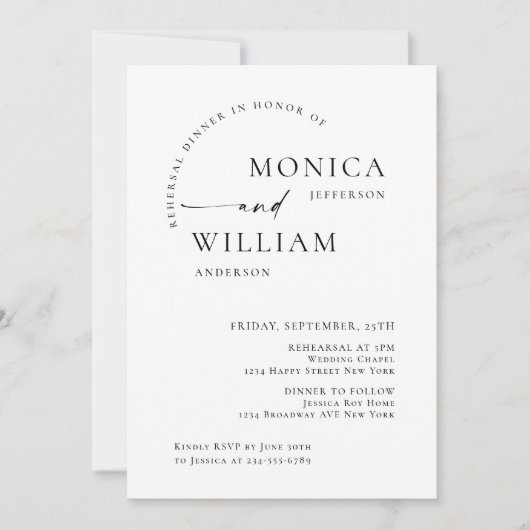 Elegantes Minimalistisches Calligrafy Probe Dinner Einladung (Vorderseite)