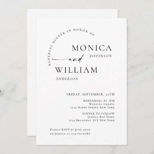 Elegantes Minimalistisches Calligrafy Probe Dinner Einladung (Vorne/Hinten)