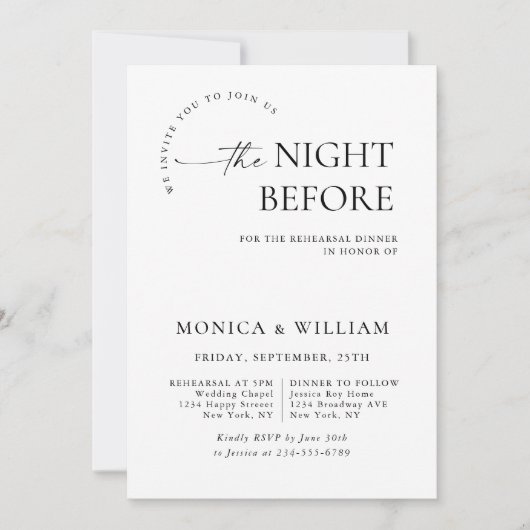 Elegantes Minimalistisches Calligrafy Probe Dinner Einladung (Vorderseite)