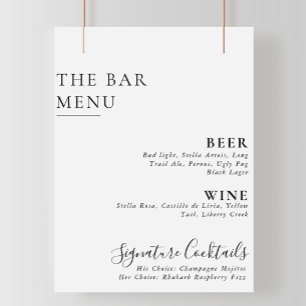 Elegantes Minimalistisches Calligrafy Wedding Bar  Poster