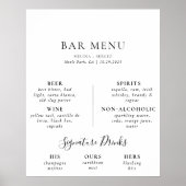 Elegantes Minimalistisches Calligrafy Wedding Bar  Poster (Vorne)