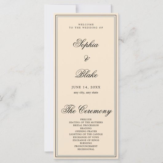 Elegantes Minimalistisches Champagner-Hochzeitspro (Vorderseite)