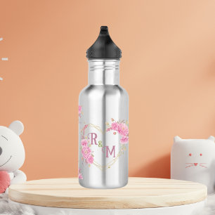 Elegantes minimalistisches Chic Initiale Monogramm Edelstahlflasche