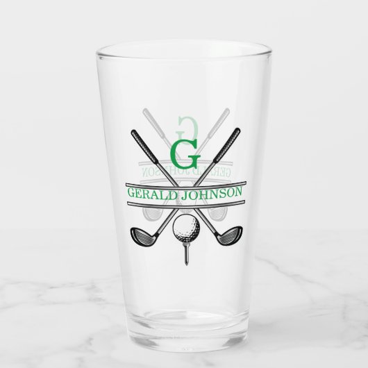 Elegantes Minimalistisches Custom Golf Monogram Glas (Rückseite)