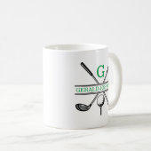 Elegantes Minimalistisches Custom Golf Monogram Kaffeetasse (VorderseiteRechts)