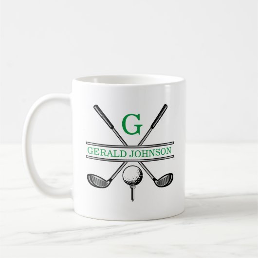 Elegantes Minimalistisches Custom Golf Monogram Kaffeetasse (Links)