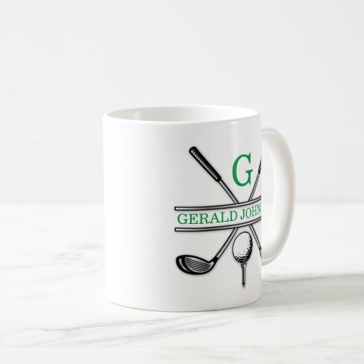 Elegantes Minimalistisches Custom Golf Monogram Ma Kaffeetasse (VorderseiteRechts)