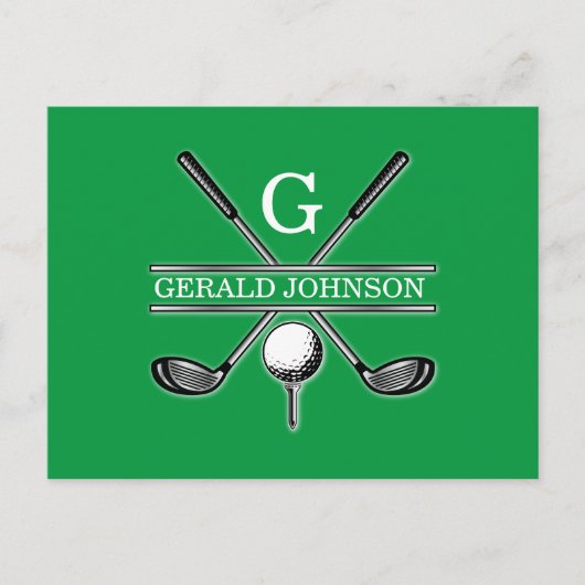 Elegantes Minimalistisches Custom Golf Monogram Postkarte (Vorderseite)