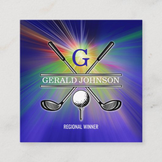 Elegantes Minimalistisches Custom Golf Monogram Quadratische Visitenkarte (Vorderseite)
