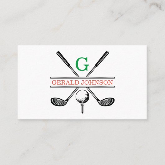 Elegantes Minimalistisches Custom Golf Monogram Visitenkarte (Vorderseite)