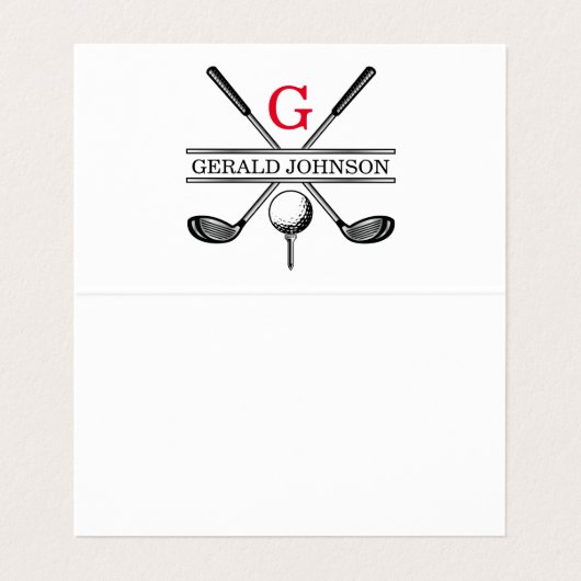 Elegantes Minimalistisches Custom Golf Monogram Visitenkarten (Innenseite Aufgefaltet)