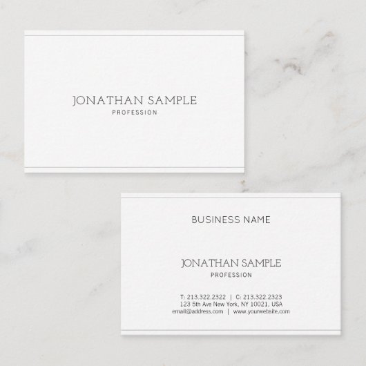 Elegantes Minimalistisches Design Beruflich Modern Visitenkarte (Vorne/Hinten)