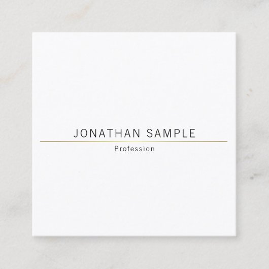 Elegantes Minimalistisches Design Gold Schlicht Lu Quadratische Visitenkarte (Vorderseite)