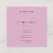 Elegantes Minimalistisches Design Moderne Vorlage  Quadratische Visitenkarte (Rückseite)