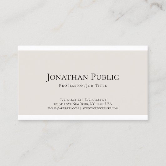 Elegantes Minimalistisches Design Moderner Berufli Visitenkarte (Vorderseite)