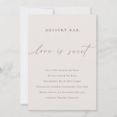 Elegantes Minimalistisches Dessert Bar Menu Unters Einladung (Vorderseite)