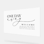 Elegantes Minimalistisches Dinner mit weißer Probe Acrylschild (Winkel)