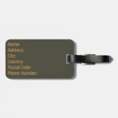 Elegantes minimalistisches dunkles Oliven-Monogram Gepäckanhänger (Rückseite horizontal)