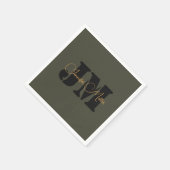 Elegantes minimalistisches dunkles Oliven-Monogram Serviette (Ecke)