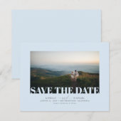 Elegantes Minimalistisches Dusty Blue Save the Dat Date (Vorne/Hinten)