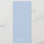 Elegantes Minimalistisches Dusty Blue Wedding Menu Menükarte (Vorderseite)