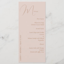 Elegantes Minimalistisches Dusty Pink und Gold Menükarte
