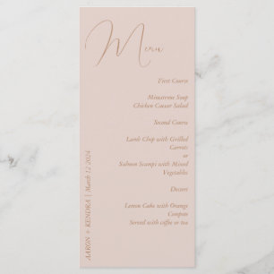 Elegantes Minimalistisches Dusty Pink und Gold Menükarte