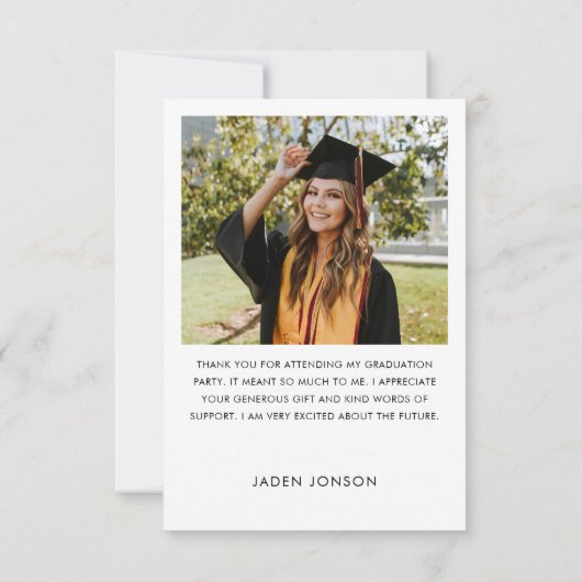 Elegantes Minimalistisches Einfaches Abschluss 2 F Dankeskarte (Rückseite)