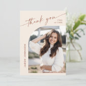 Elegantes Minimalistisches Einfaches Abschluss 2 F Dankeskarte (Stehend Vorderseite)