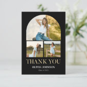 Elegantes Minimalistisches Einfaches Abschluss 4 F Dankeskarte (Stehend Vorderseite)