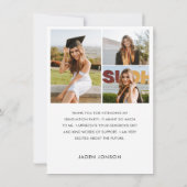 Elegantes Minimalistisches Einfaches Abschluss 4 F Dankeskarte (Rückseite)