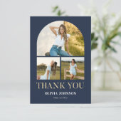 Elegantes Minimalistisches Einfaches Abschluss 4 F Dankeskarte (Stehend Vorderseite)