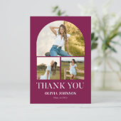 Elegantes Minimalistisches Einfaches Abschluss 4 F Dankeskarte (Stehend Vorderseite)