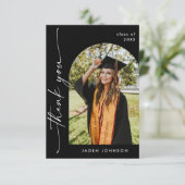 Elegantes Minimalistisches Einfaches Abschluss 4 F Dankeskarte (Stehend Vorderseite)