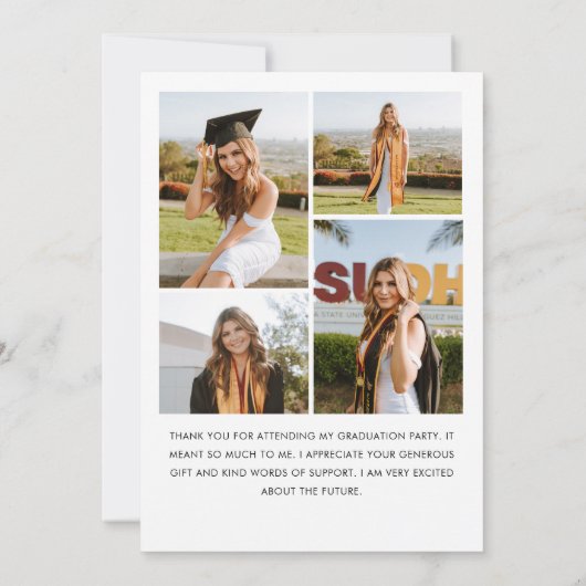 Elegantes Minimalistisches Einfaches Abschluss 5 F Dankeskarte (Rückseite)