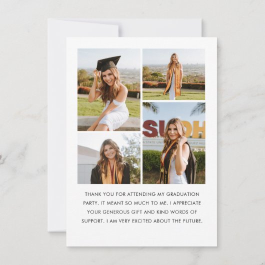 Elegantes Minimalistisches Einfaches Abschluss 5 F Dankeskarte (Rückseite)