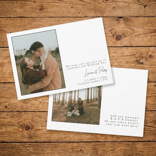 Elegantes Minimalistisches Einfaches Foto Hochzeit Einladung
