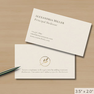 Elegantes Minimalistisches Elfenbeingoldleaf-Logo Visitenkarte