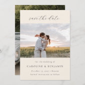 Elegantes Minimalistisches Elfenbeinskript Hochzei Save The Date (Vorne/Hinten)