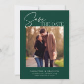 Elegantes Minimalistisches Emerald Green Foto Save The Date (Vorderseite)
