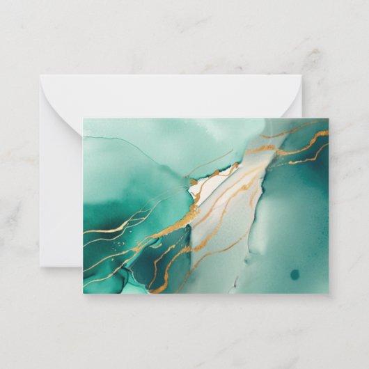 Elegantes Minimalistisches Emerald Wedding Couple Mitteilungskarte (Rückseite)