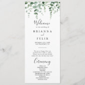 Elegantes Minimalistisches Eukalyptus-Hochzeitspro Programm (Vorderseite)