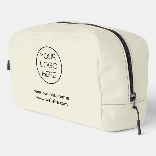 Elegantes Minimalistisches Firmenlogo | Beige Waschbeutel (Rechte Ecke)