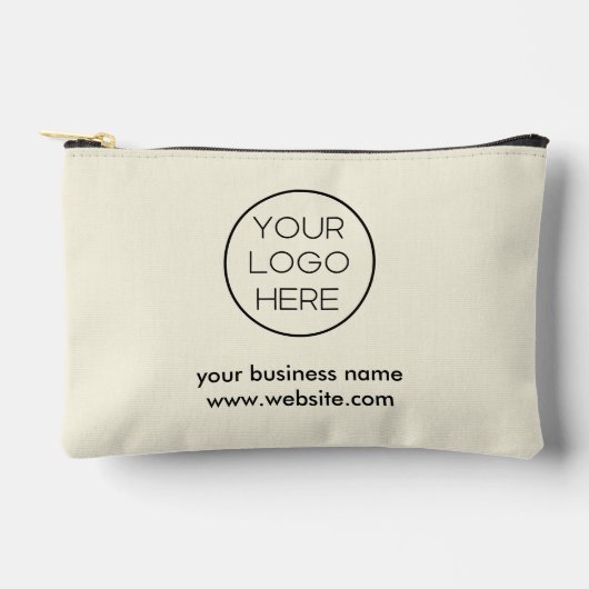Elegantes Minimalistisches Firmenlogo | Creme Zubehörtasche (Vorderseite)