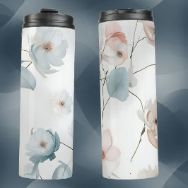 Elegantes Minimalistisches Floral-Aquarellmuster Thermosbecher